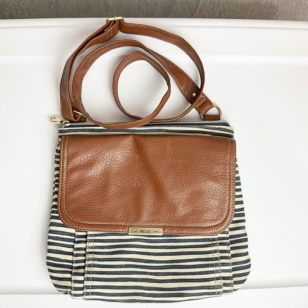 Relic Brown and Striped Crossbody Bag